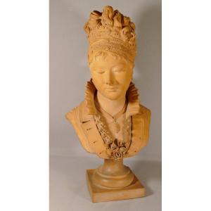 Madame De Récamier, Terracotta Bust By Jonchery, Late Nineteenth Time