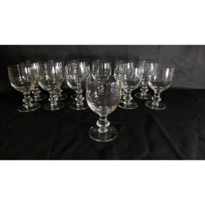12 Large Water Glasses In Blown Crystal XIXth Century