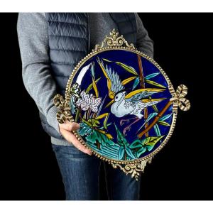 Large Ceramic Dish In The Style Of Theodore Deck With Gilt Bronze Mount
