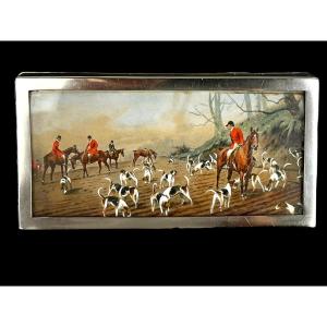 Box / Box In Silver Bronze And Mahogany Covered By A Signed Watercolor