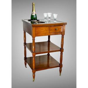 19th Century Stamped Cooler Unit With Marble And Tinned Copper Bins