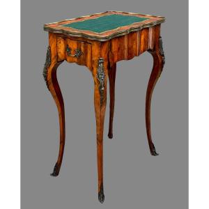 Stamped 19th Century Louis XV Style Living Room Table / Violin Marquetry