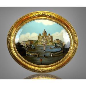 Fixed Under Oval Glass And Mother-of-pearl Highlights Signed “g Alexandre” Place St Pierre