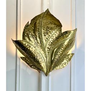 Large Leaf Wall Lamp From The 70s By Carlo Giorgi Bottega Gadda In Brass