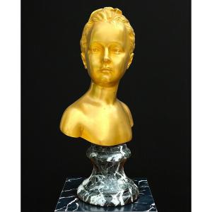 Gilt Bronze Bust Of "louise Brongniart" Bearing The Signature Of Houdon