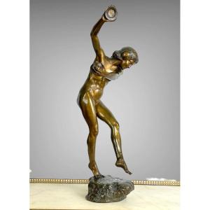 Large Bronze "dancer With Cymbals" Signed Dupuy " Fondeur Stamp Susse Freres In Paris