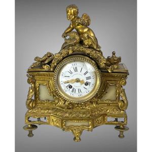 19th Century Louis XVI Style Bronze Clock Decorated With Cherubs And Doves