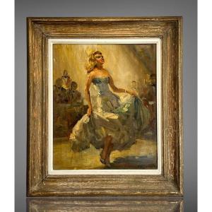 Painting / Oil On Canvas Signed From The 50s Representing A Dancer