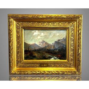 Painting / Oil On Panel Signed By Narcisse Díaz De La Peña "the Alps"
