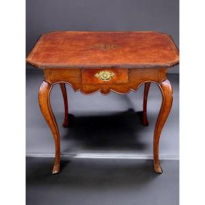 18th Century Louis XV Period Cabaret Table In Fruitwood With A Leather Top