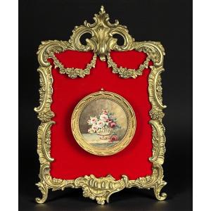 Antique Louis XV Style Gilt Bronze Photo Frame / Holder