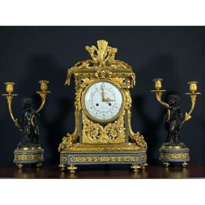 Large Fireplace Set From Maison Deniere 1820/1901 In Louis XVI Style