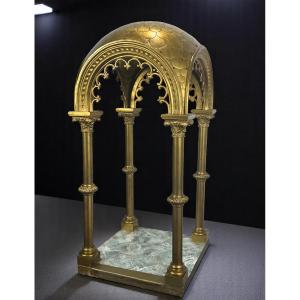 Large 19th Century Dome In Gilded Bronze Resting On 4 Corinthian Columns