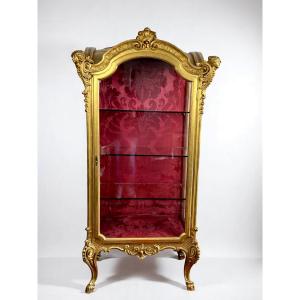 Italian Display Cabinet In Carved And Gilded Wood, Napoleon III Period, Louis XV Style