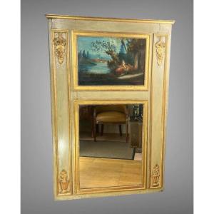18th Century Pier In Lacquered Wood, Louis XVI Period, With Its Original Painting