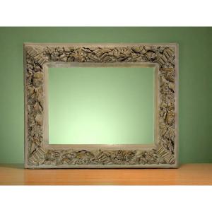 Antique 19th Century Frame In Wood And Patinated Stucco For Painting 35 Cm X 26 Cm