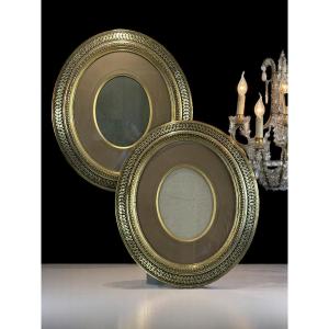 Pair Of Large Napoleon III Period Frames With Mates And Glass