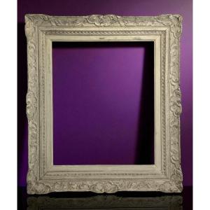 Antique Montparnasse Frame In Patinated Carved Wood For Painting 63.5 Cm X 52 Cm