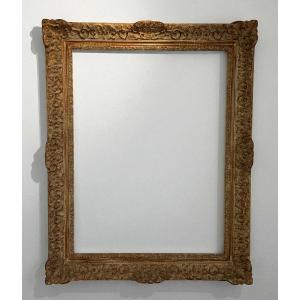 1950s Montparnasse Wood And Stucco Frame For Painting 49 Cm X 66 Cm