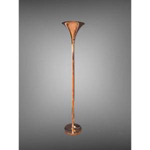 1930s Italian Art Deco Copper And Brass Floor Lamp, 175 Cm High 