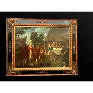 Painting / Italian School Of The 18th Century / Oil On Canvas "the Village Festival"