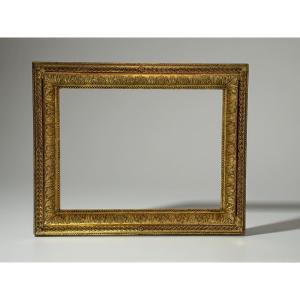 19th Century Frame In Wood And Gilded Stucco For Painting, 40 Cm X 30 Cm