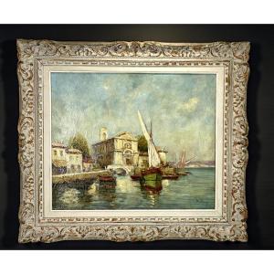Henry Malfroy 1895-1944 / Oil On Canvas Signed "the Port Of Martigues" Framed