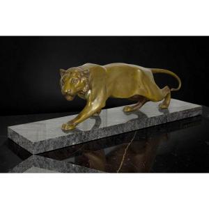 Large Patinated Bronze Signed By Alfredo Biagini (1886-1952) On A Marble Base