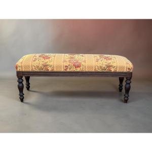 Napoleon III Period Oak And Well-upholstered Office Bench/bench