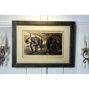 Paul Jouve (1878-1973) Original Lithograph Signed In Color