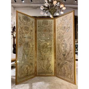 Important Louis XVI Eighteenth Century Enclosed And Painted Soierieavent