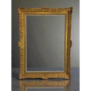 Ancient Louis XV Style Frame In Wood And Gilded Stuc For Painting 74 Cm X 51 Cm