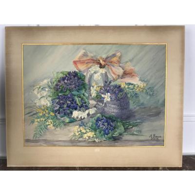 Watercolor / Drawing In The Fire Of The 1900s Signed A. Bassée