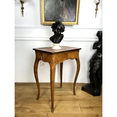 Lady's Desk Louis XV Period Rosewood Opening With 1 Drawer And Leather Top