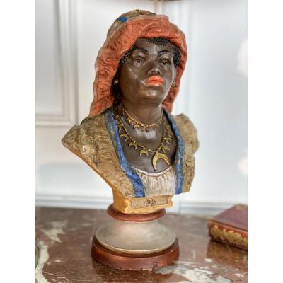 Terracotta Bust Of Arthur Goldsheider (orientalist Woman) Signed With A "g"