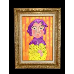 Roger Grass "painting / Oil On Canvas "decoration Of A Puppet" Well Framed