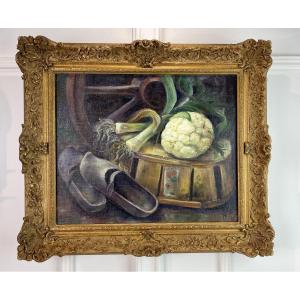 Painting / Oil On Canvas By The Alsatian Painter "lotty Visse" Still Life