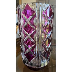 Large Cut Crystal Vase By Val Saint Lambert