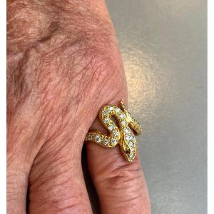 19th Century Gold And Diamond Snake Ring