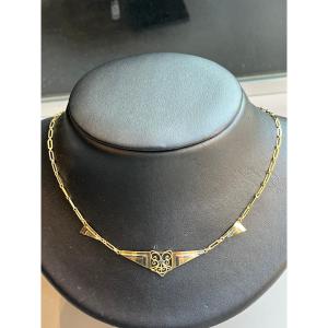 Art Deco Necklace In 750 Thousandths Gold. 20th Century