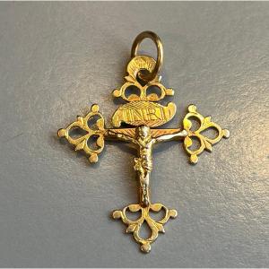 Antique Gold Cross From The Dauphiné Region, 19th Century.