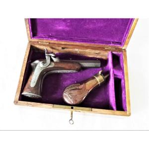 PISTOLET DE POCHE " HENRI-GUSTAVE DELVIGNE" - COFFRET- 1840-LOUIS PHILIPPE
