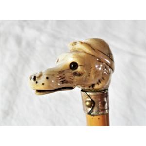 Dandy Cane - Greyhound Head With Jockey Cap - XIXth