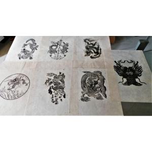 Meeting Of 7 Polyptics With 7 Stencil On Rice Paper