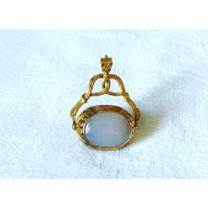 Secret Pendant - 18k Gold - Agates - Snake Decorations - Painted - 19th Century