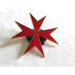 Cross Of The Knights Of The Temple - Red Enamel - 20th C.