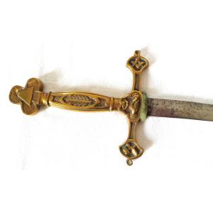 Masonic Sword With Flaming Blade - Stamped Blade - 19th Century