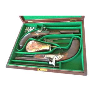 Ii° Empire - Box - Pair Of Percussion Pistols With Accessories - 19°
