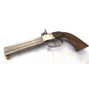 Double-barreled, Over-and-under Percussion Pistol - "louis-philippe" Period 1830 - 1850