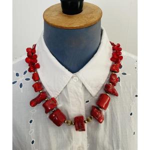 Coral Necklace Made Of Logs - 20th Century